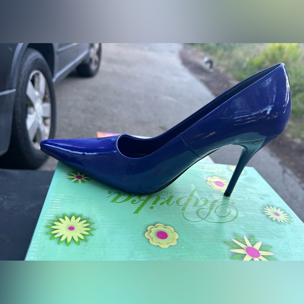 Classic Retro Patent Pointed-Toe Stiletto Pump - Royal Blue (almost Purple)